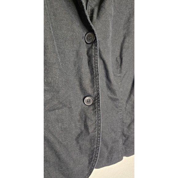 Vintage Studio Ease Womens Top 14 Black Button Front Linen Blend Blouse 80s 90s - Picture 4 of 10